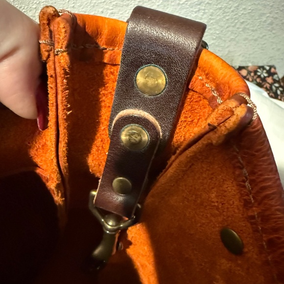 Go Forth Goods Small Celeste LTD Tangerine Bison Leather W/ Mocha Leather Trim - Picture 12 of 13